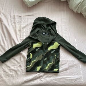 Kids 5T Lands' End Green Camo  Fleece Hoodie